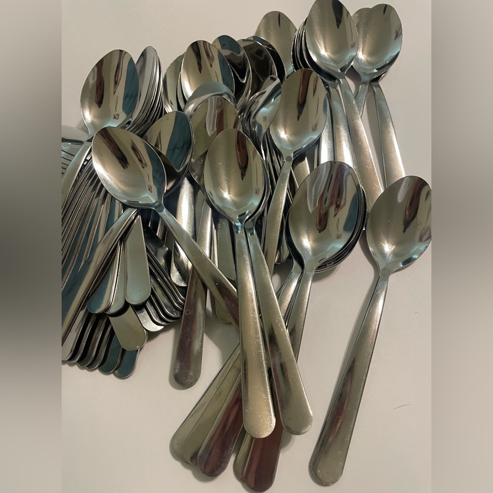 Set of 64 Tramontina Brazil 736 NSF stainless steel tea spoons